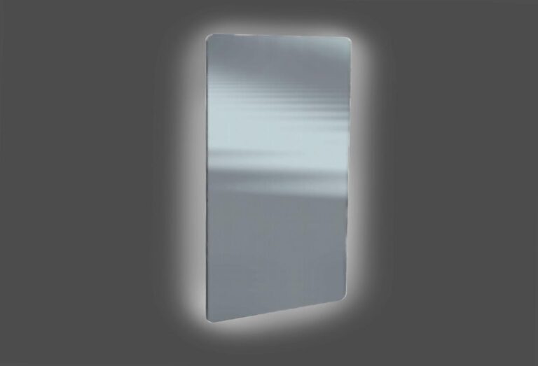 Xenz Limone D-form spiegel 50x100 cm met rondom indirecte LED-verlichting – elegante badkamerspiegel met moderne uitstraling.