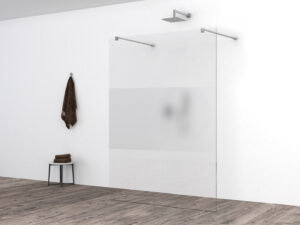 Wiesbaden Slim glasplaat 1400 x 2000 x 8 mm nano helder glas met melkglas middenband