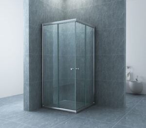 Xellanz Eco hoekinstap cabine met 2 schuifdeuren 1000 x 1000 x 1900 x 5 mm nano helder glas/chroom