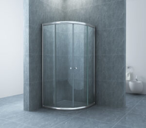 Xellanz Eco kwartronde cabine met twee schuifdeuren 800 x 800 x 1900 x 5 mm nano helder glas/chroom