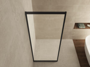 Wiesbaden Skyline zijwand voor nis schuifdeur 800 x 2000 x 8 mm nano helder glas/mat zwart