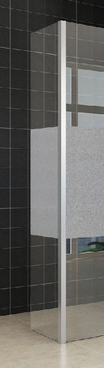 Wiesbaden Zijpaneel 35 x 200 cm met hoekprofiel voor inloopdouche chroom met 10 mm NANO ged.matglas