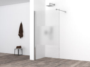 Wiesbaden Comfort inloopdouche 900 x 2000 x 10 mm nano helder glas met melkglas middenband/chroom