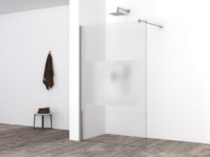 Wiesbaden Comfort inloopdouche 1200 x 2000 x 10 mm nano helder glas met melkglas middenband/chroom