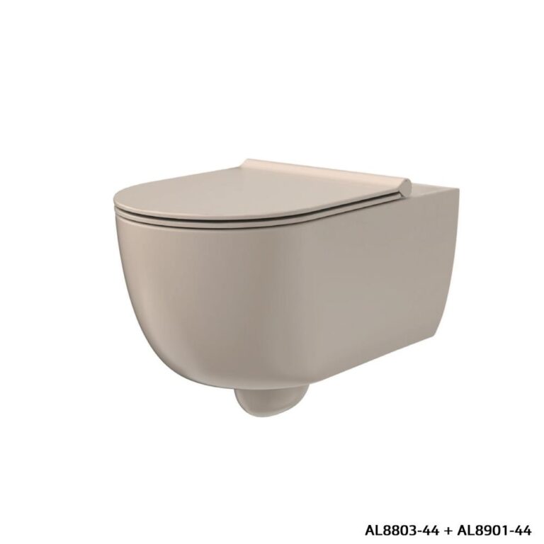 Xenz Gio rimfree wandcloset 52 cm diep met vortexspoeling – zandmat, modern en hygiënisch design