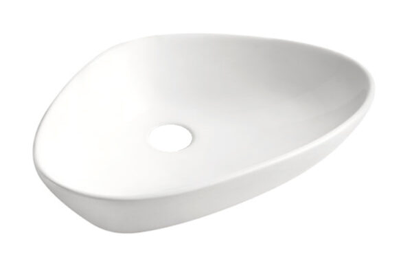 Elite waskom rond 58,5 cm – glanzend witte keramische opzetwastafel voor ruime en moderne badkamer