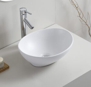Wiesbaden Barco waskom ovaal 40x33x14,5 cm keramiek mat wit