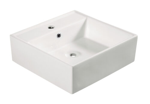 Wiesbaden Larx waskom vierkant 46 x 46 x 16,5 cm keramiek glans wit
