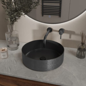Wiesbaden Mondri waskom rond 36 x 36 x 12 cm Zwart/gunmetal