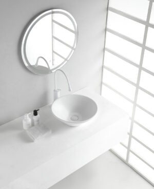Wiesbaden Circle waskom rond 42 x 15 cm keramiek glans wit