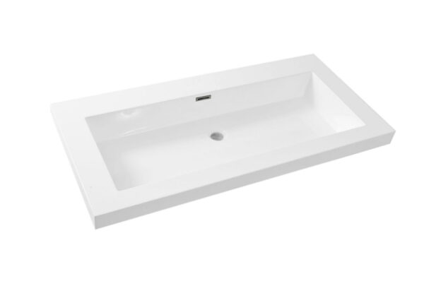 Wiesbaden Vision enkele wastafel 100x46x5,5 cm van glanzend wit kunstmarmer zonder kraangat – strak en modern voor stijlvolle badkamers