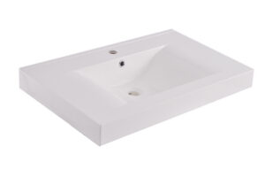 Xellanz Tigris wastafel enkel met 1 kraangat 80x46x8 cm kunstmarmer glans wit